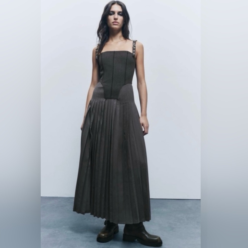 ZARA Pleated Bustier Dress